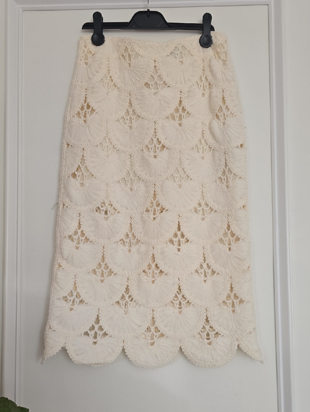 Cream Crochet Midi Skirt